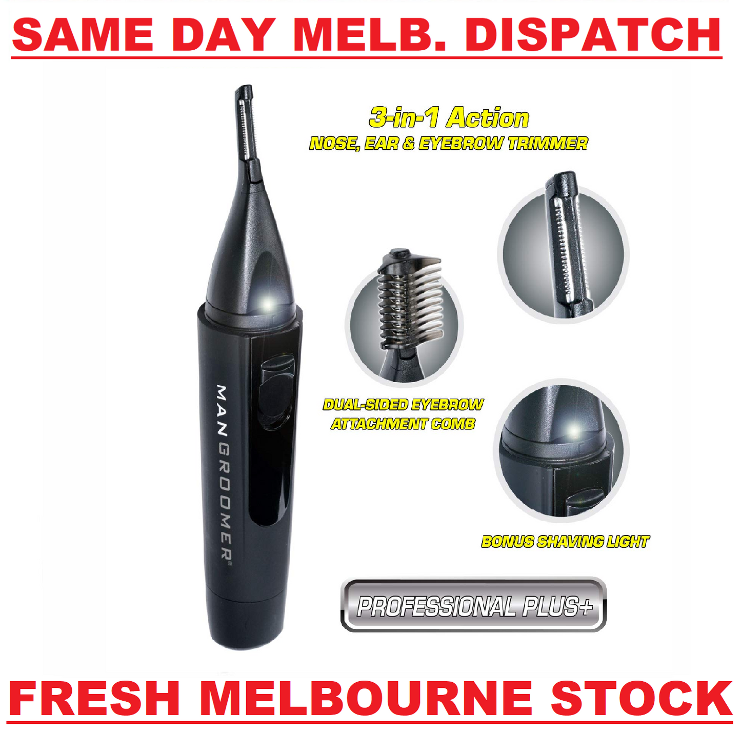 MANGROOMER Advanced Professional Plus+ Nose Trimmer Ear Hair Eyebrow with Light