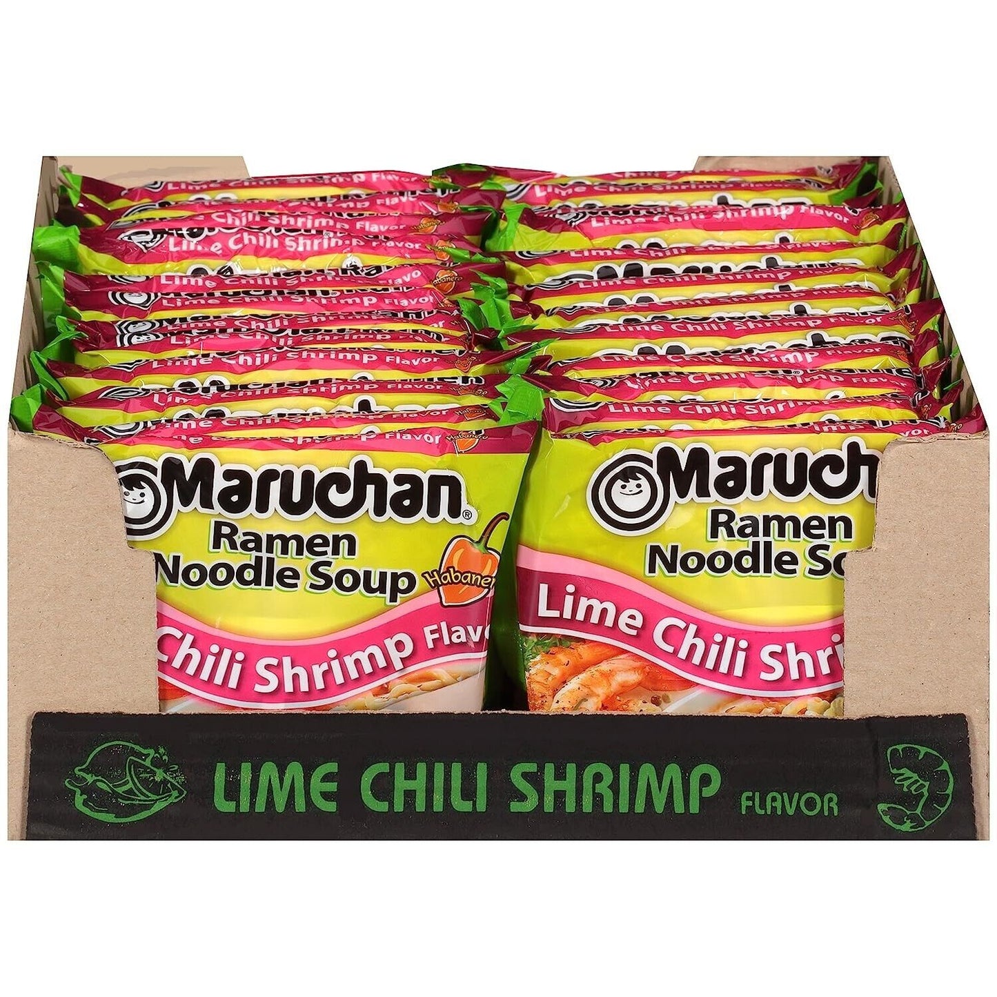 Maruchan Ramen Instant Noodles - Lime Chilli Shrimp - 1 Box (24 Packets x 85g)