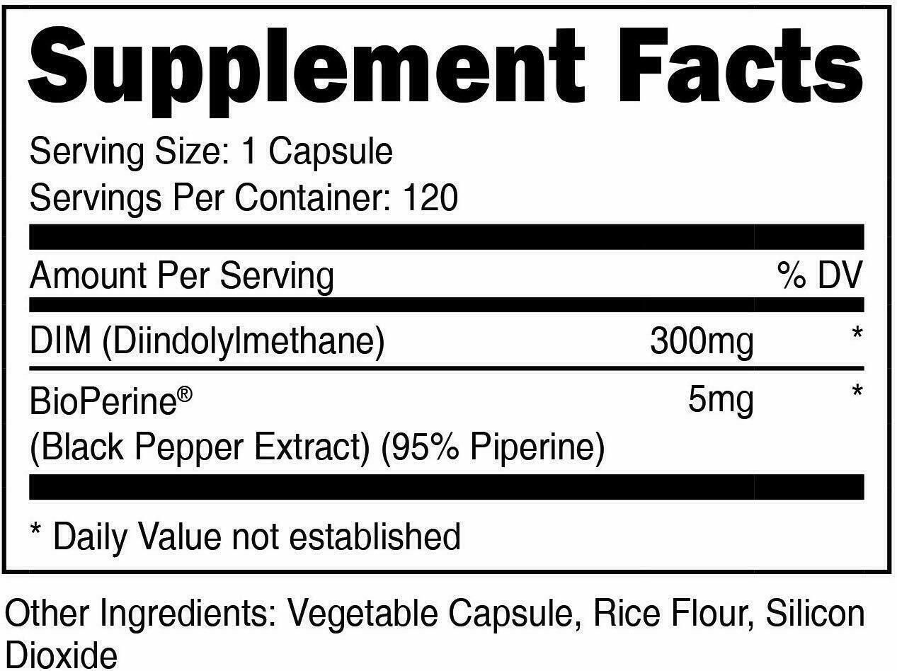 Nutricost DIM Diindolylmethane 300mg 120 Caps MAXIMUM STRENGTH MEGA VALUE PACK!