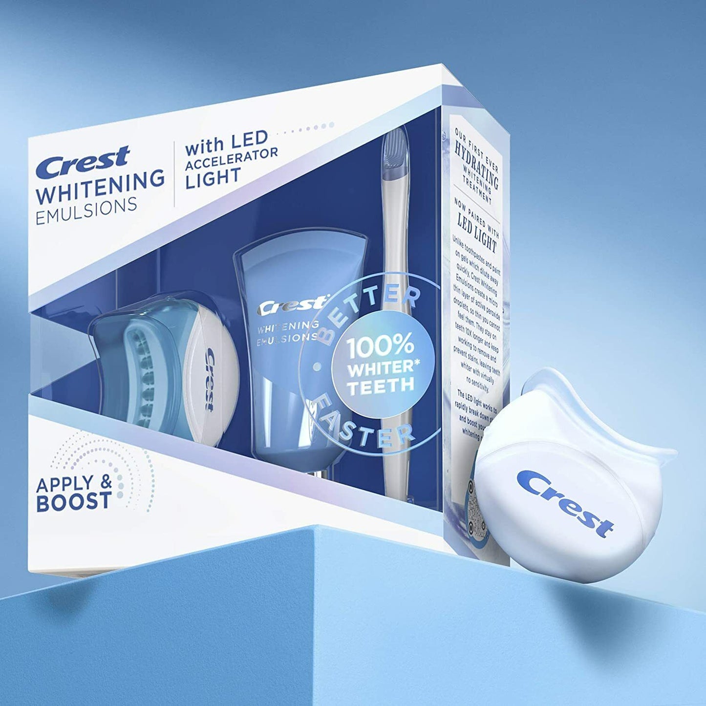 Crest Teeth Whitening Gel - Express White Bleaching Kit + LED LIGHT 18g NEW