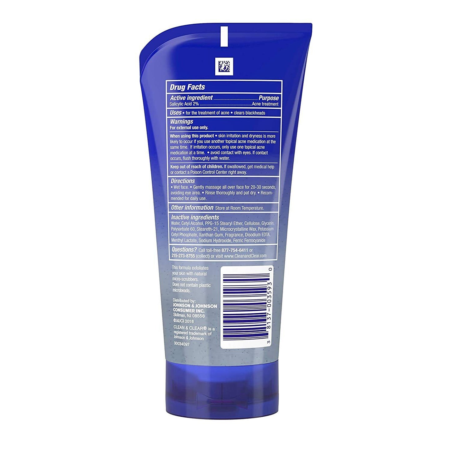 Clean & Clear Blackhead Eraser Oil-Free Acne Facial Scrub 2% Salicylic Acid 141g