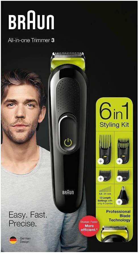 Braun 6 in 1 - All in One Trimmer 3 MGK3220 - Beard Ear Face Nose Shaver Clipper