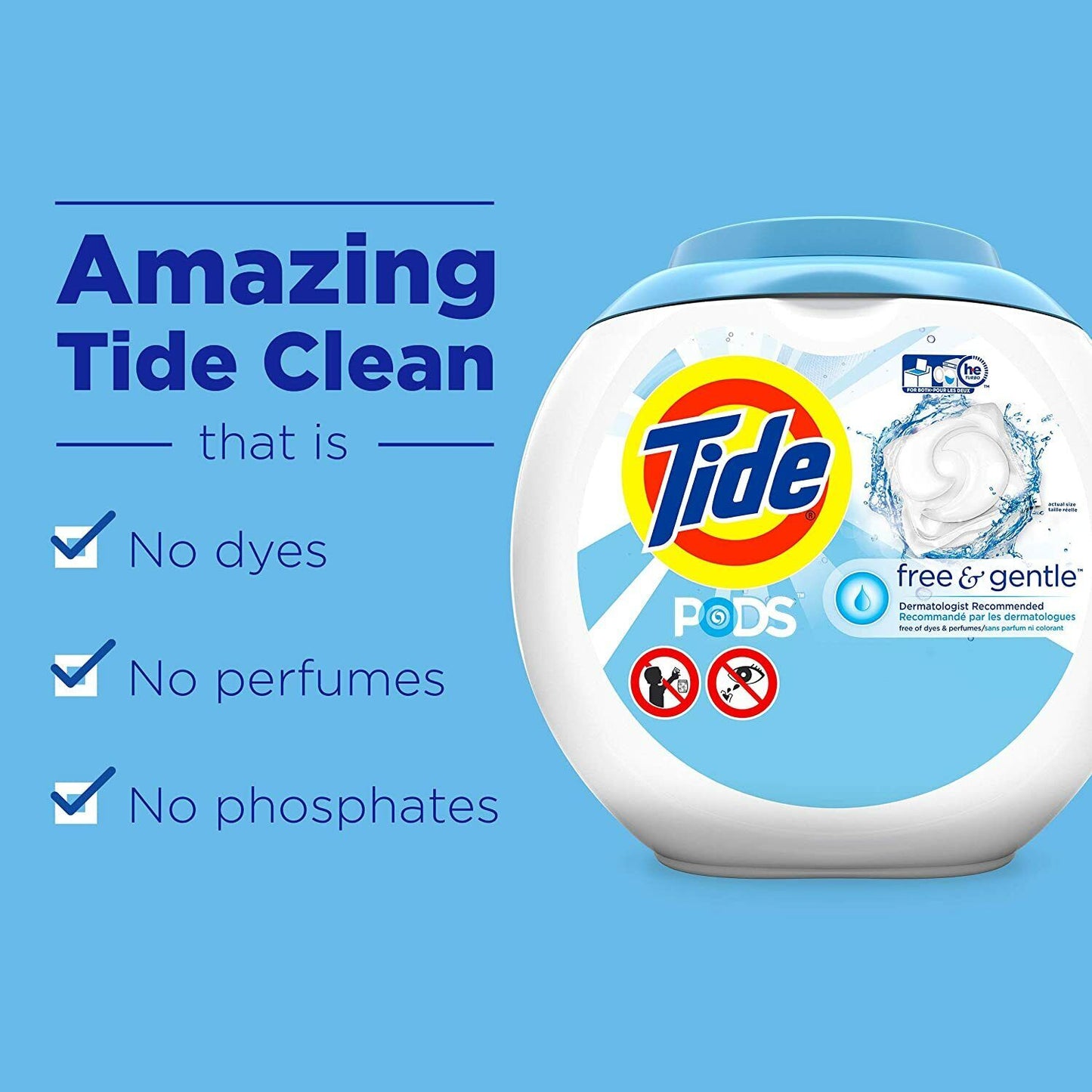 Tide PODS Laundry Detergent Liquid 81 Pacs Capsules Free & Gentle - Scent Free