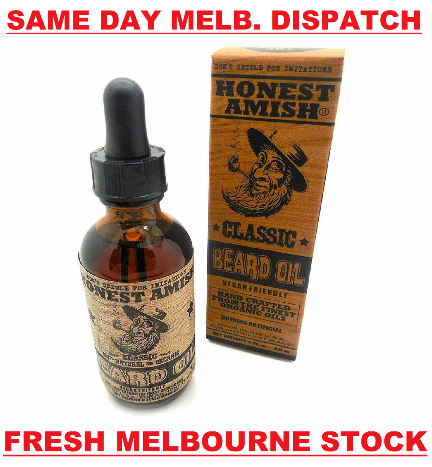 Honest Amish Beard Oil - Classic 2oz - Essential Oils Balm / Beard Care Products