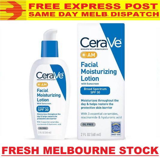 CeraVe AM Facial Moisturizing Lotion SPF30 OIL FREE 60mL - FREE EXPRESS POST