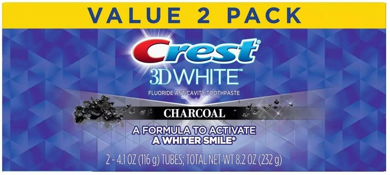 Crest 2 x 116g Pack 3D White Luxe Brilliance Charcoal Teeth Whitening Toothpaste
