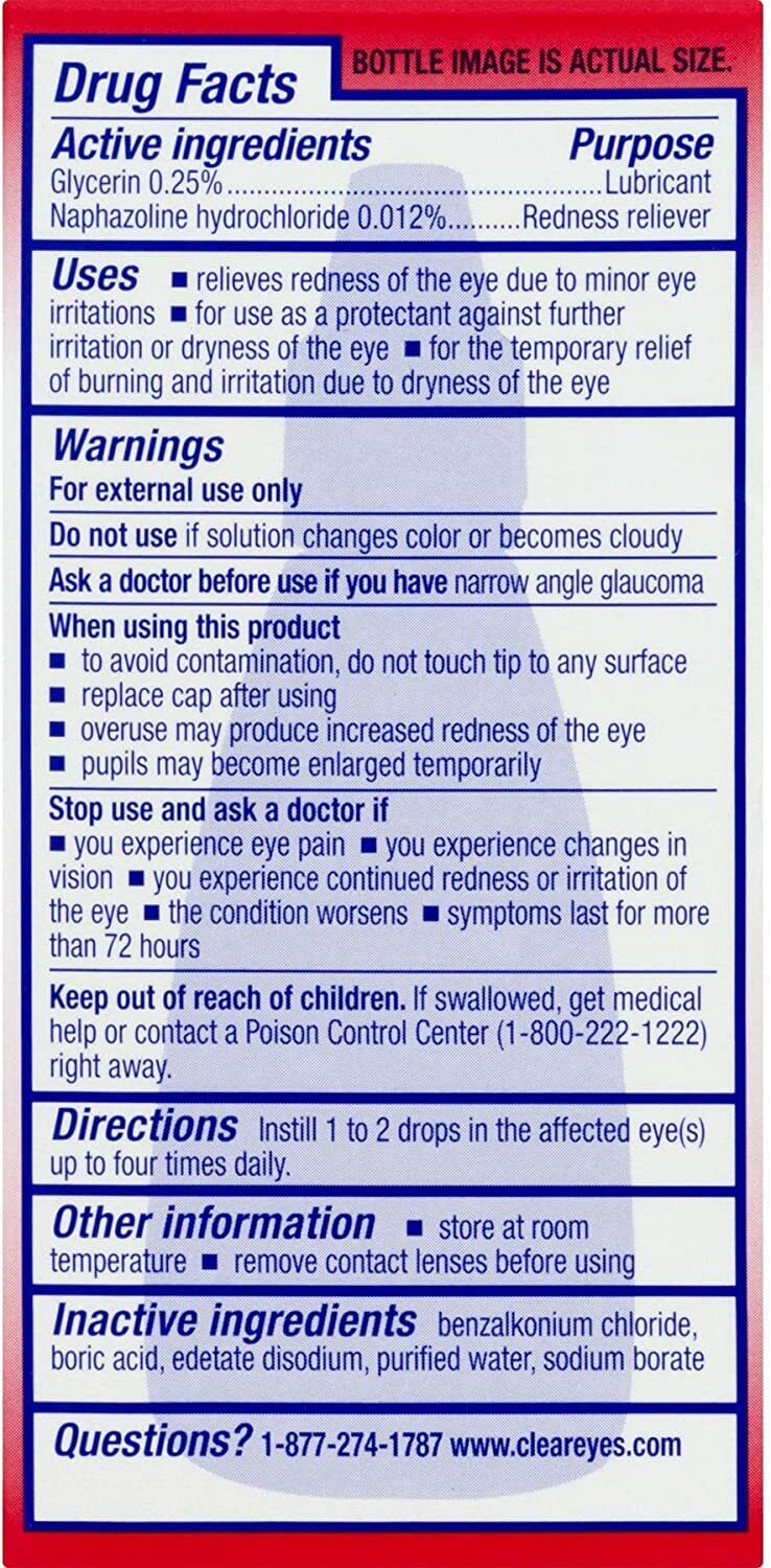 Clear Eyes Lubricant Redness Relief Eye Drops - 15mL - BRAND NEW & SEALED