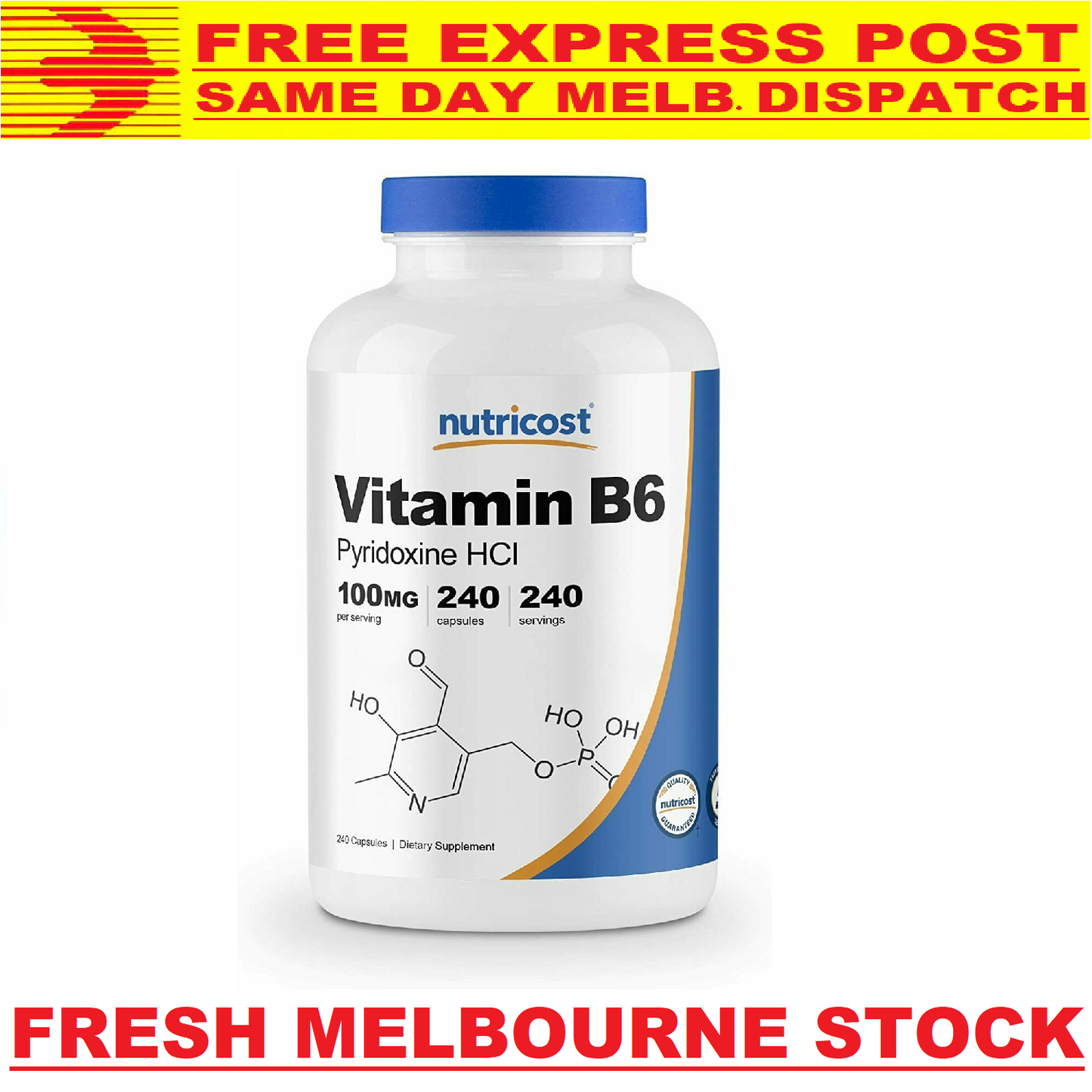 Nutricost Vitamin B6 100mg 240 Caps PMS MORNING SICKNESS - FREE EXPRESS POST