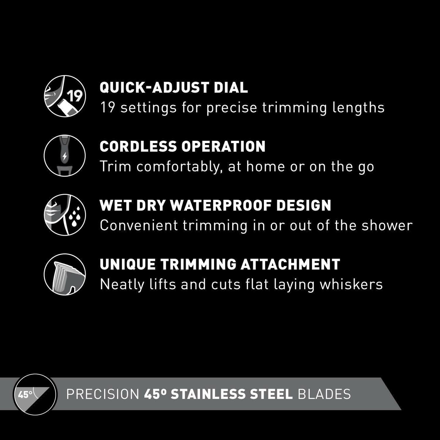 Panasonic Precision Rechargeable 19 Length Wet Dry Beard Hair Trimmer ER-GB42-K