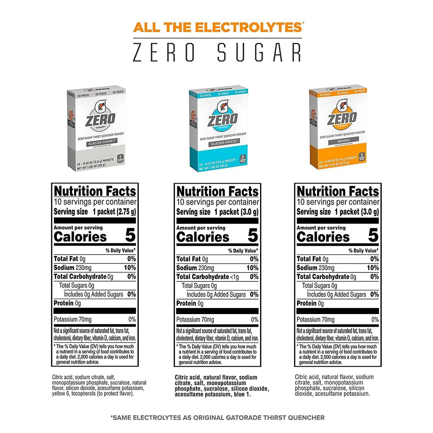 Gatorade Zero Sports Drink Powder - 10 Servings - Sugar Free - 6 Flavour Choices