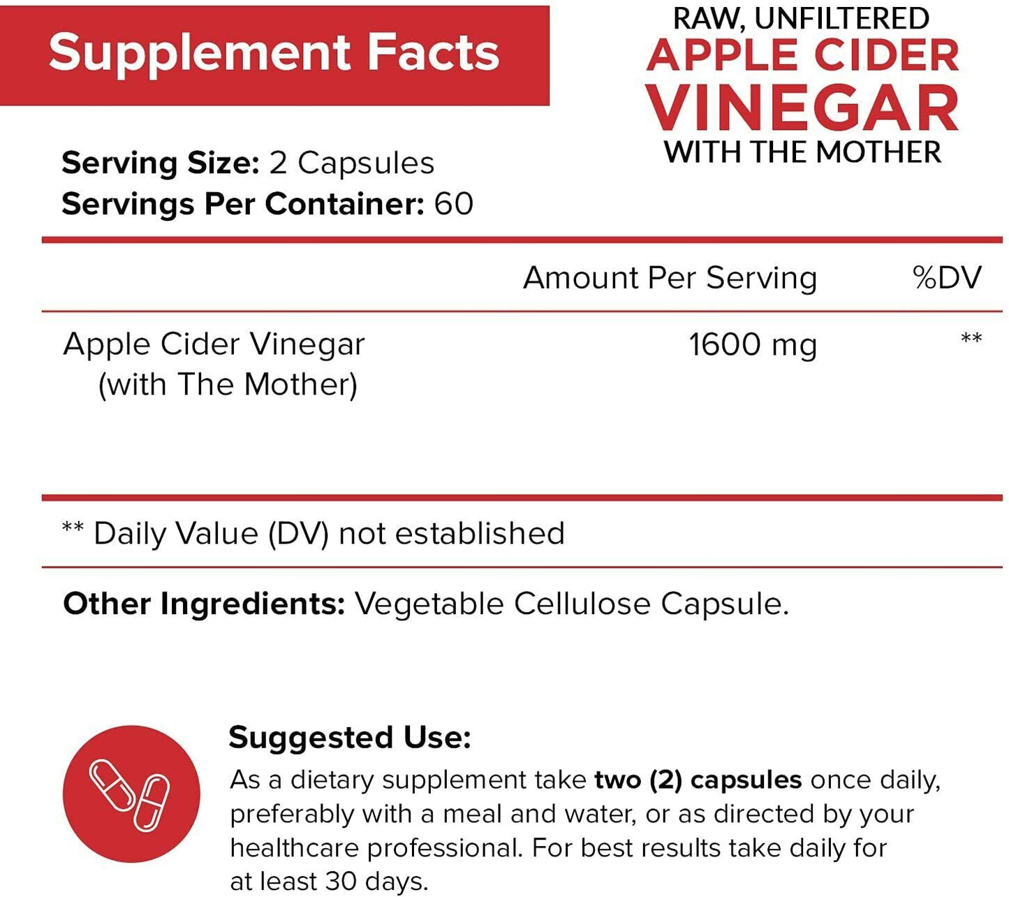 NutriFlair Apple Cider Vinegar 120 Capsules, Weight Loss & Metabolism Supplement