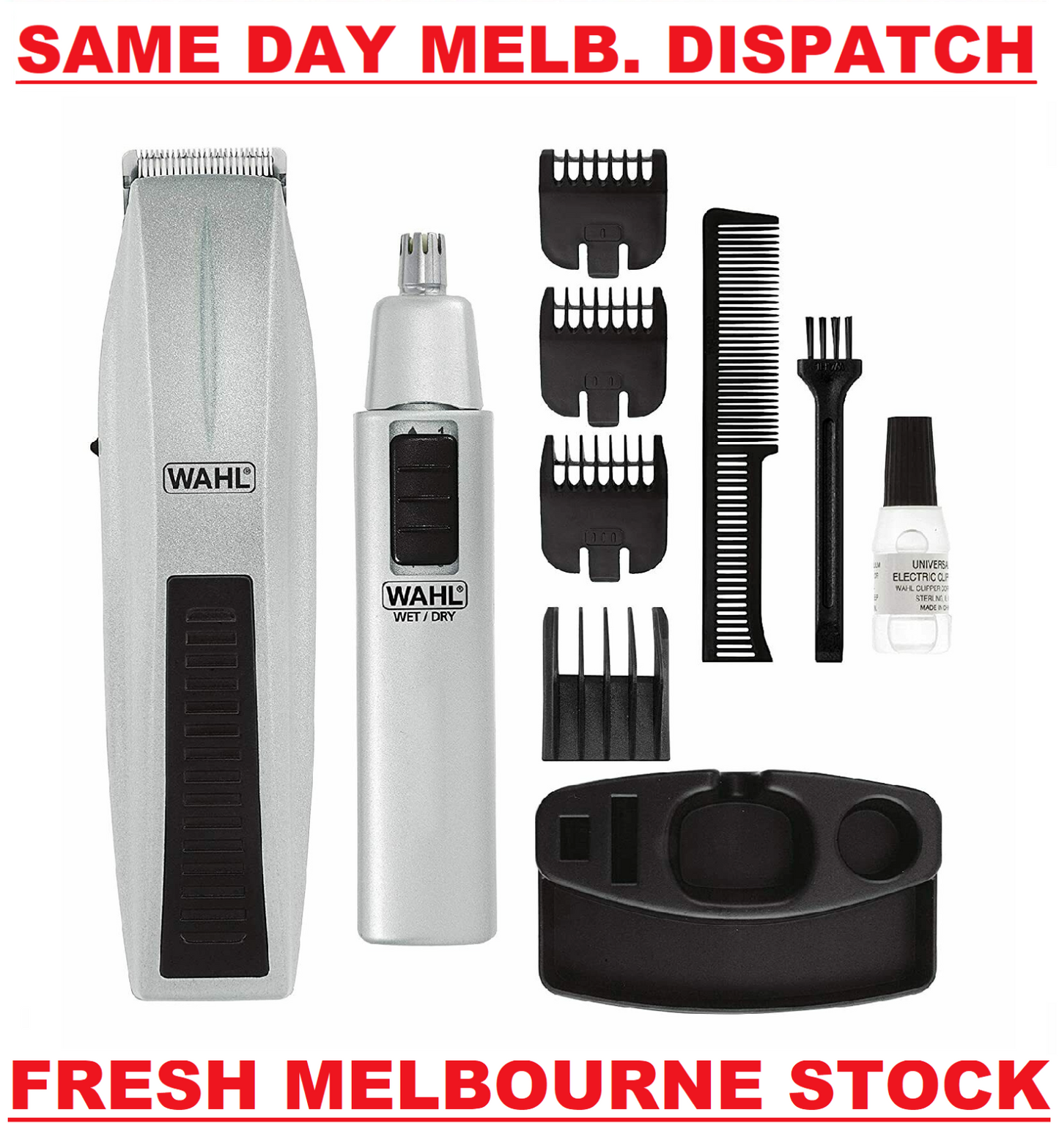 WAHL Beard & Moustache Battery Shaver + Bonus Nose Ear Trimmer - Grooming Kit