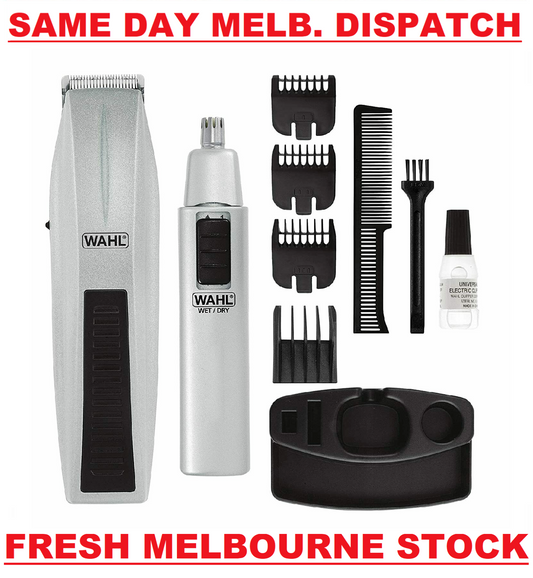 WAHL Beard & Moustache Battery Shaver + Bonus Nose Ear Trimmer - Grooming Kit