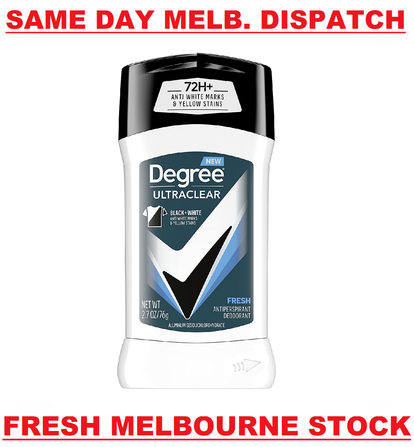 DEGREE Men UltraClear 72HR Antiperspirant Deodorant Stick Anti-Stain FRESH - 76g
