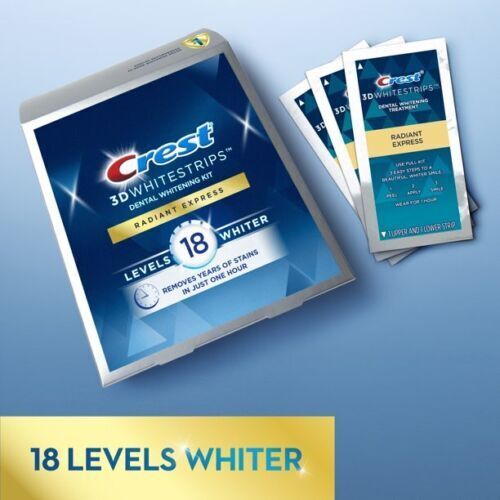 Crest 3D Whitestrips RADIANT EXPRESS 1HR LEVEL 18 Teeth Whitening Kit 28 Strips