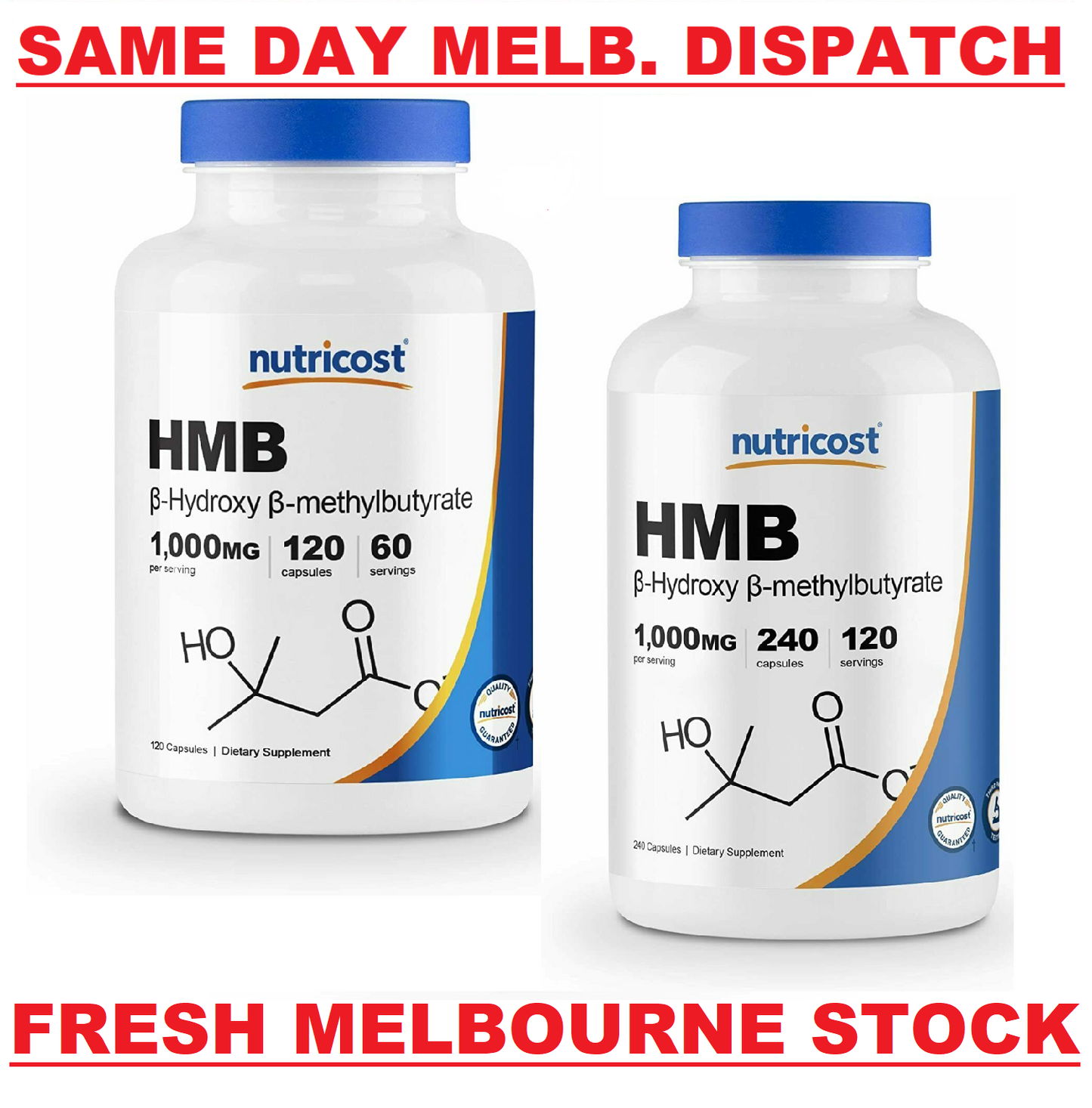 Nutricost HMB 1000mg 120 or 240 Caps MEGA VALUE Pack PREMIUM Quality MELB STOCK
