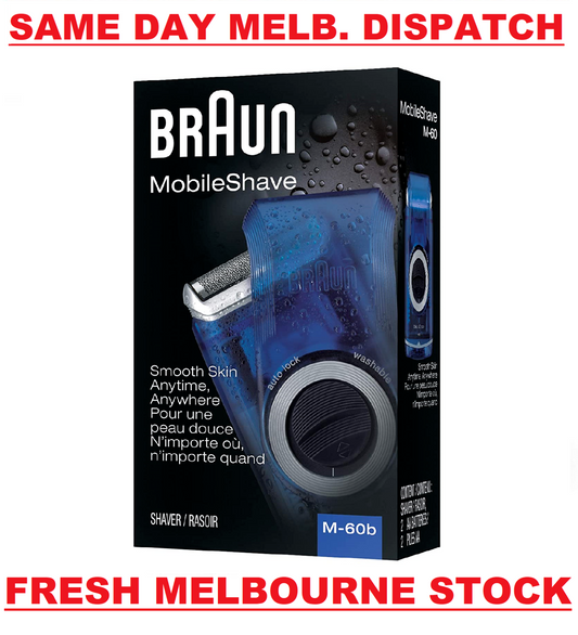 Braun Mens Mobile Shaver M-60b Portable Washable Travel Trimmer Battery Operated