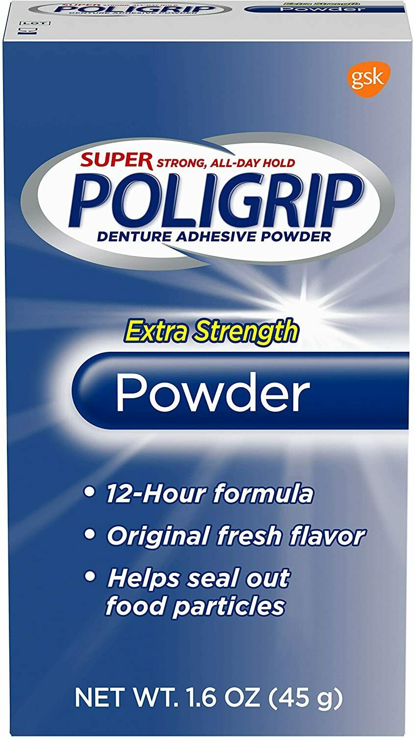 Super Poligrip Extra Strength Denture Adhesive Powder 45g ZINC FREE MELB STOCK