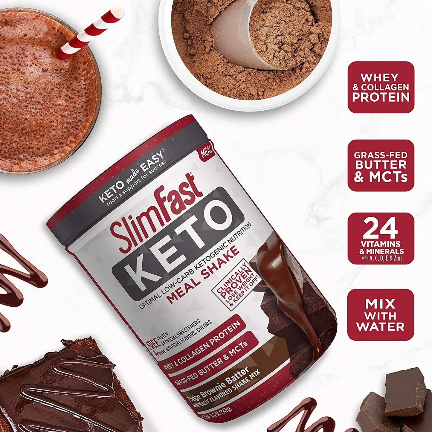 SlimFast KETO Meal Replacement Shake - Fudge Brownie 379g BBD 28/08 QUICK SALE!