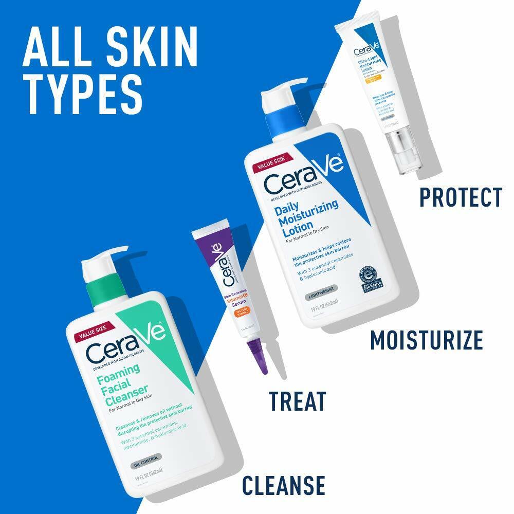 CeraVe AM Ultra Light Moisturizing Lotion SPF30 Hyaluronic Acid Sunscreen 50 mL