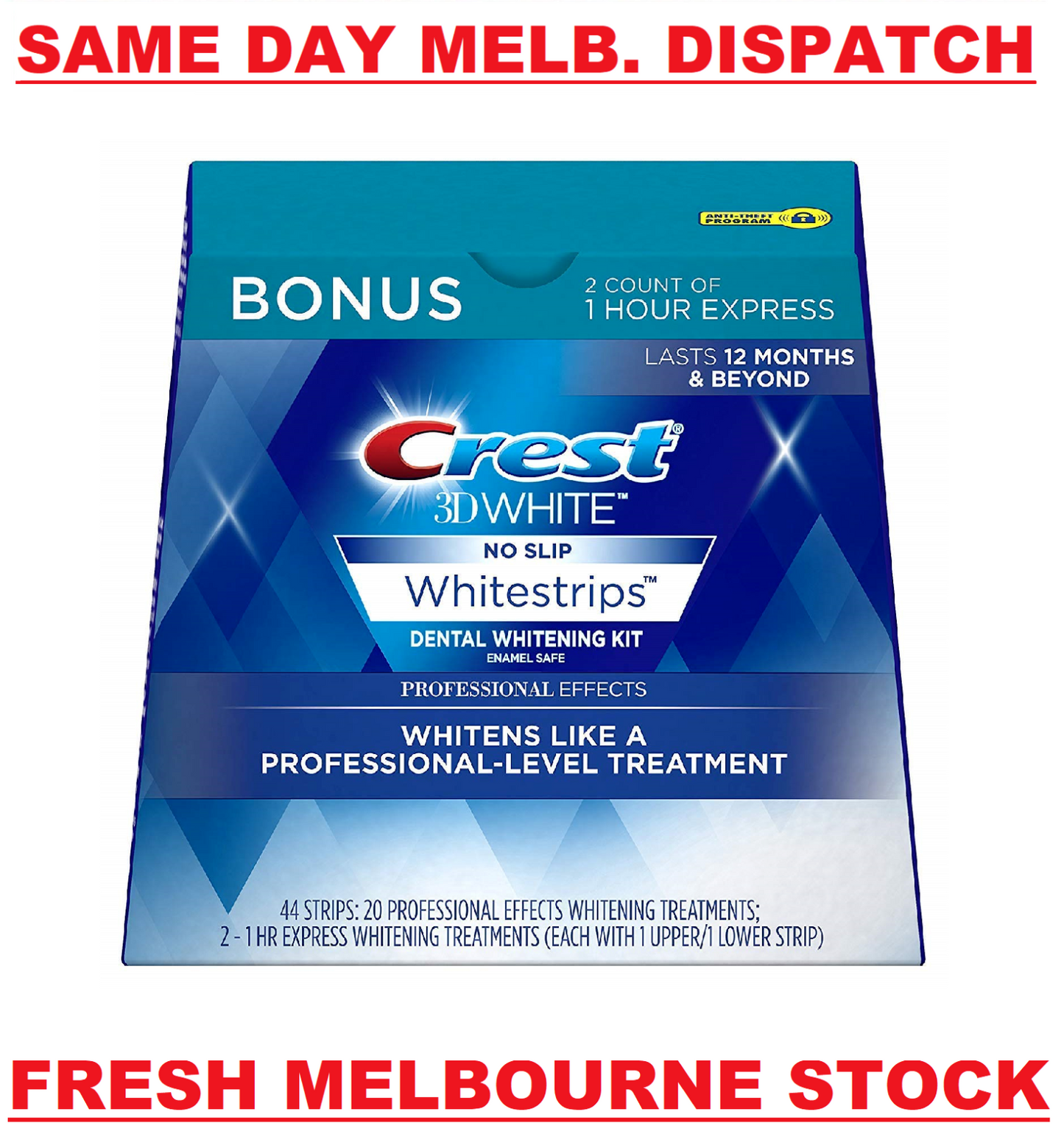 Crest 3D 40 x Professional Effects & 4 x 1HR Express Teeth Whitening (44 Strips)