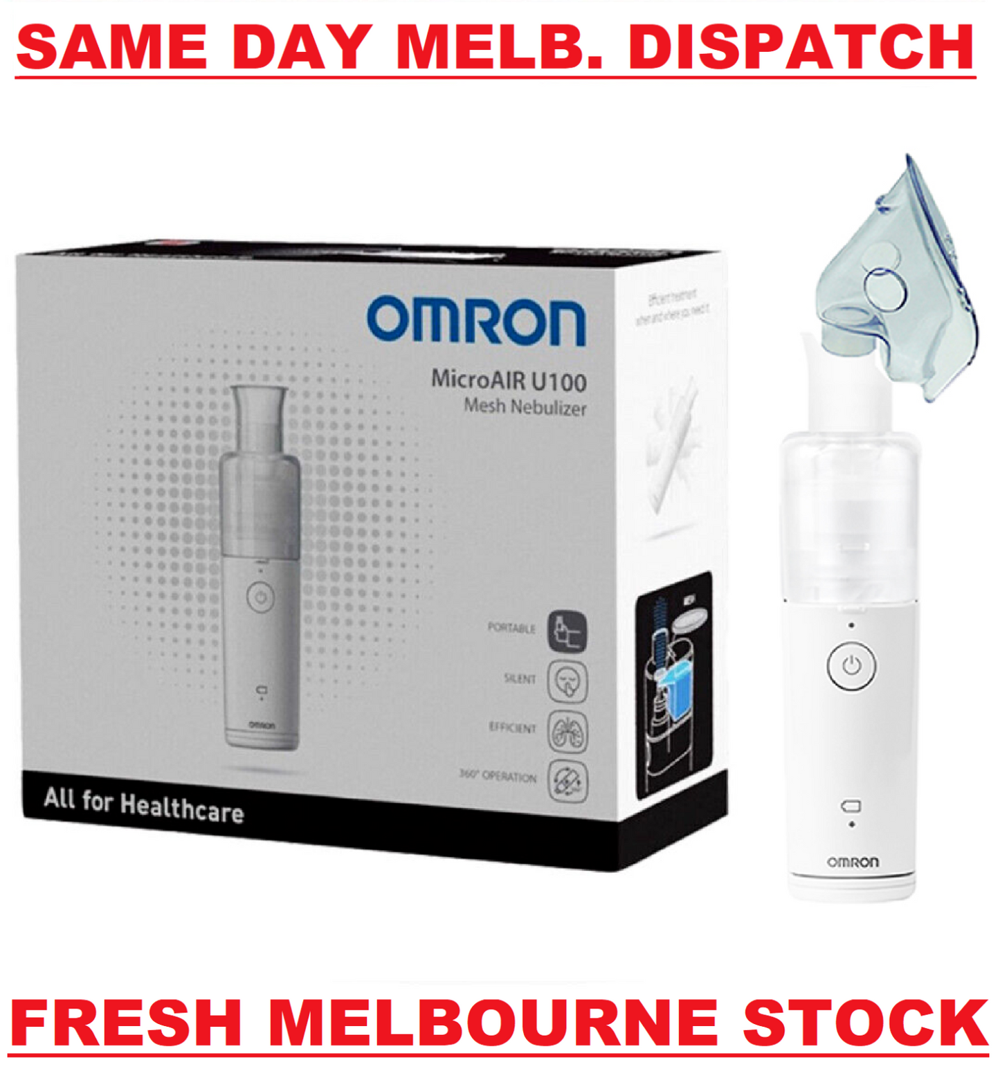 OMRON MircoAIR NEU100 Ultrasonic Mesh Nebulize Portable Inhaler Handheld Battery