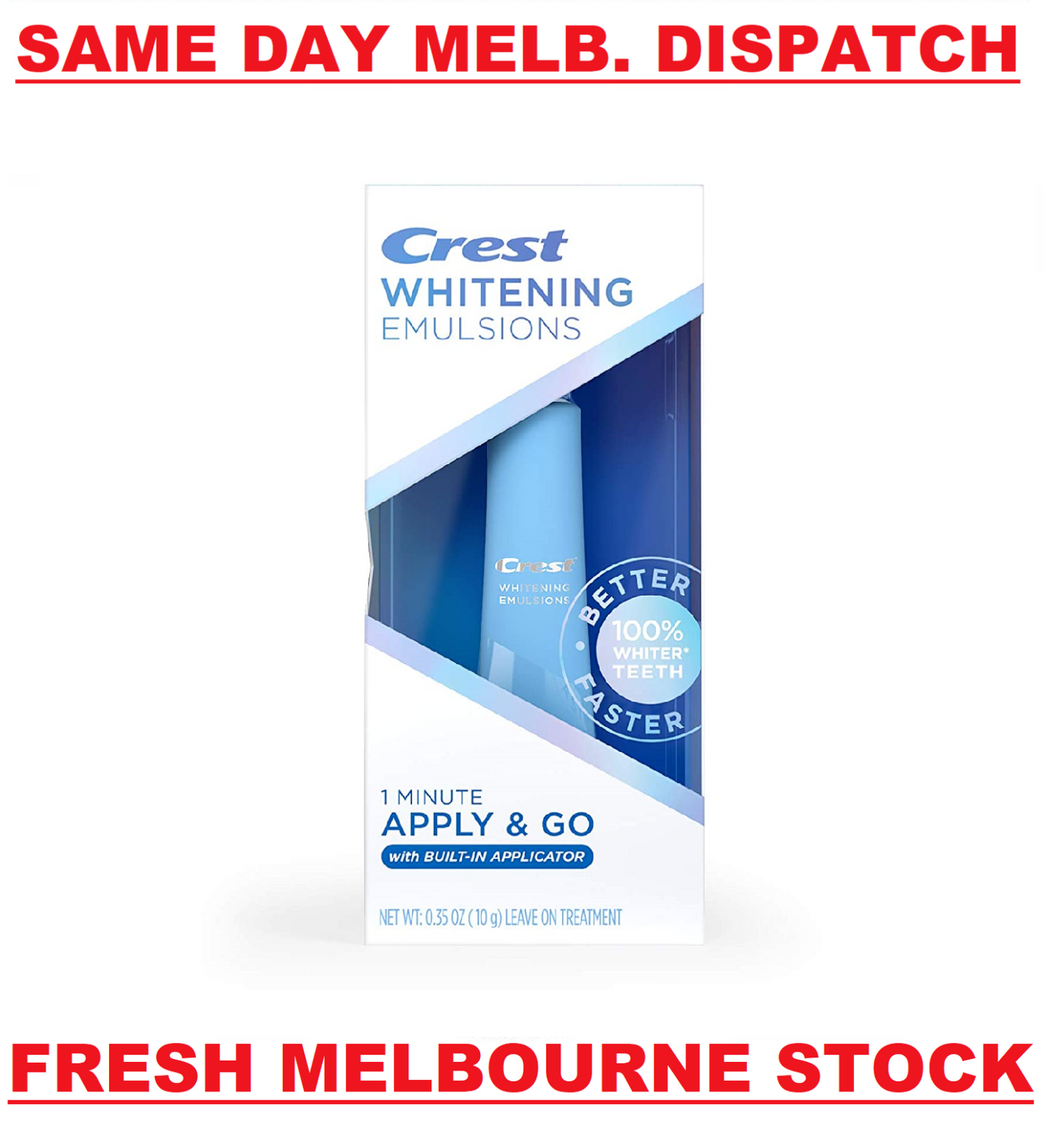 Crest Teeth Whitening Gel - Express White Bleaching Apply & Go Treatment 10g NEW