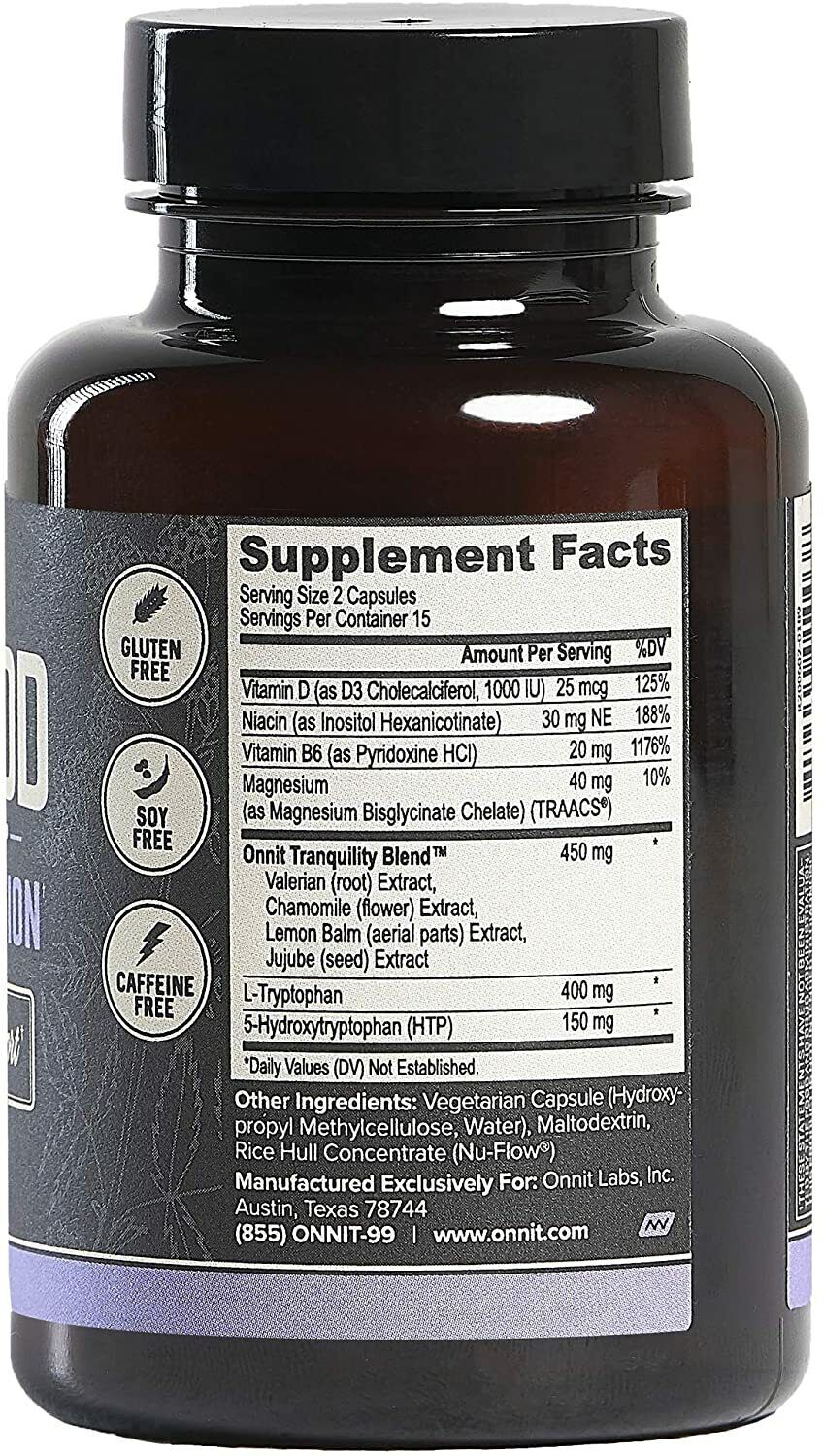 ONNIT New Mood 30 Caps, 5-HTP L-Tryptophan Relaxation Joe Rogan JRE VALUE SIZE