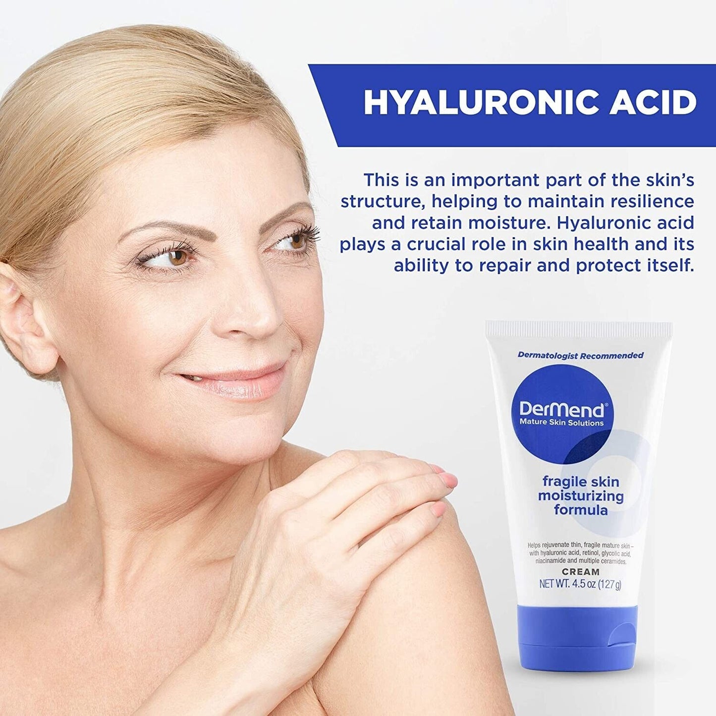 DerMend Fragile Skin Moisturising Formula, Daily Anti-Aging Wrinkle Cream - 127g