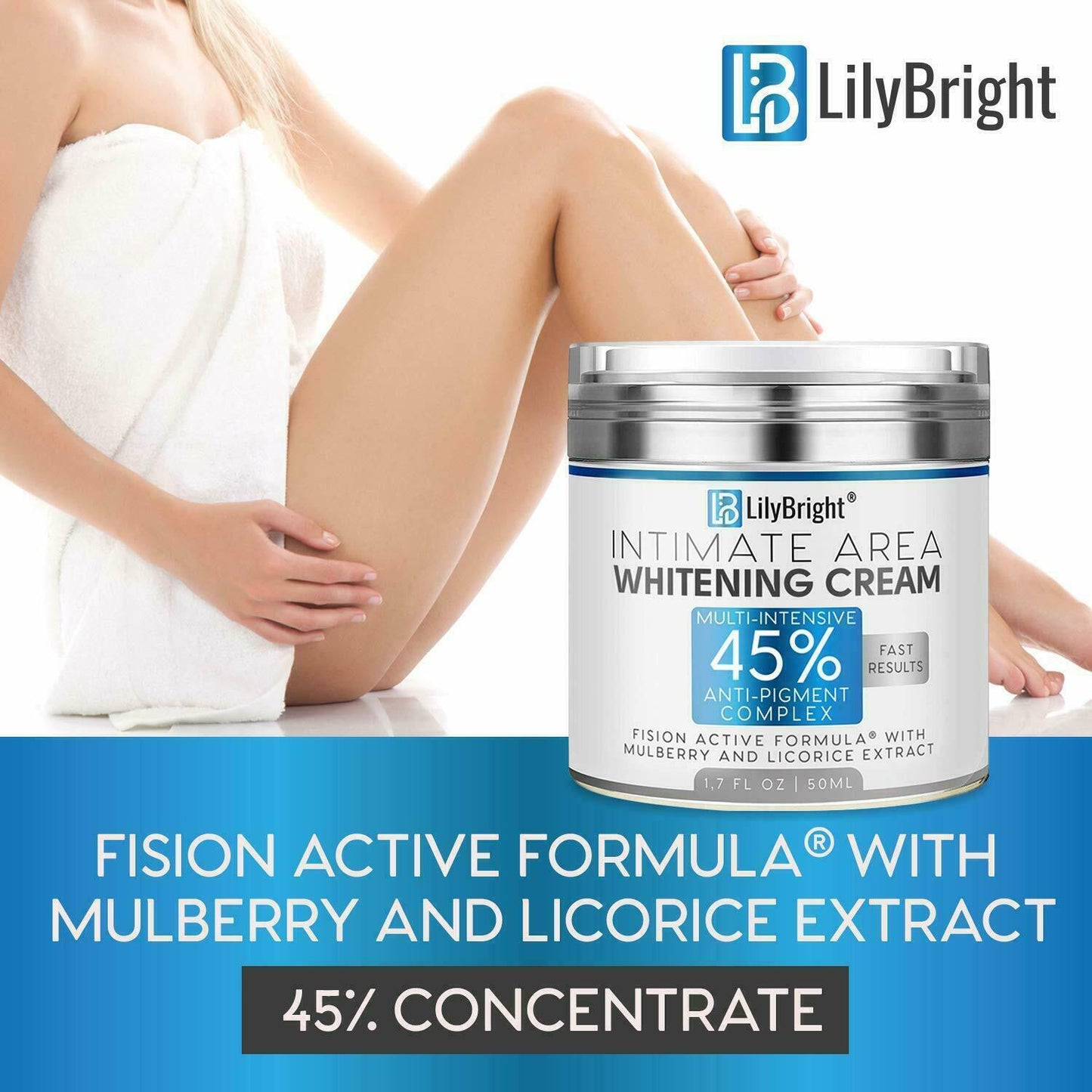 LilyBright Intimate Area Skin Whitening Cream Intensive 45% Treatment 50ml NEW