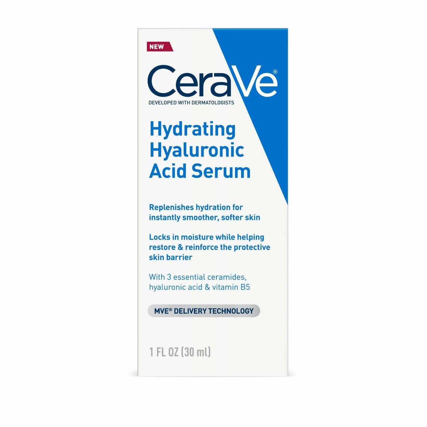 CeraVe Hydrating Hyaluronic Acid Serum Ceramides Vitamin B5 Anti-Aging 30 mL NEW