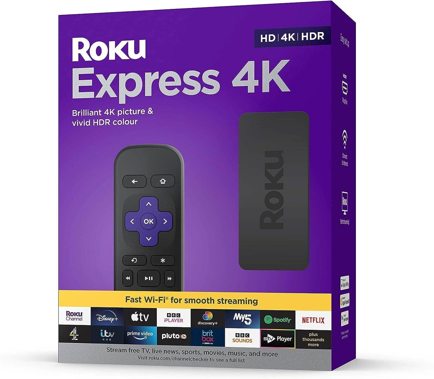 Roku Express 4K | HD | HDR Streaming for Netflix Plex Amazon Prime Video Disney+