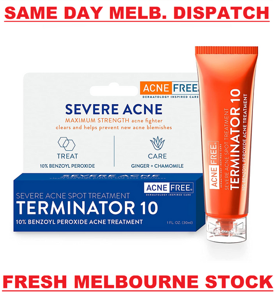 AcneFree Terminator 10 - 10% Benzoyl Peroxide - Severe Acne Spot Treatment 30mL