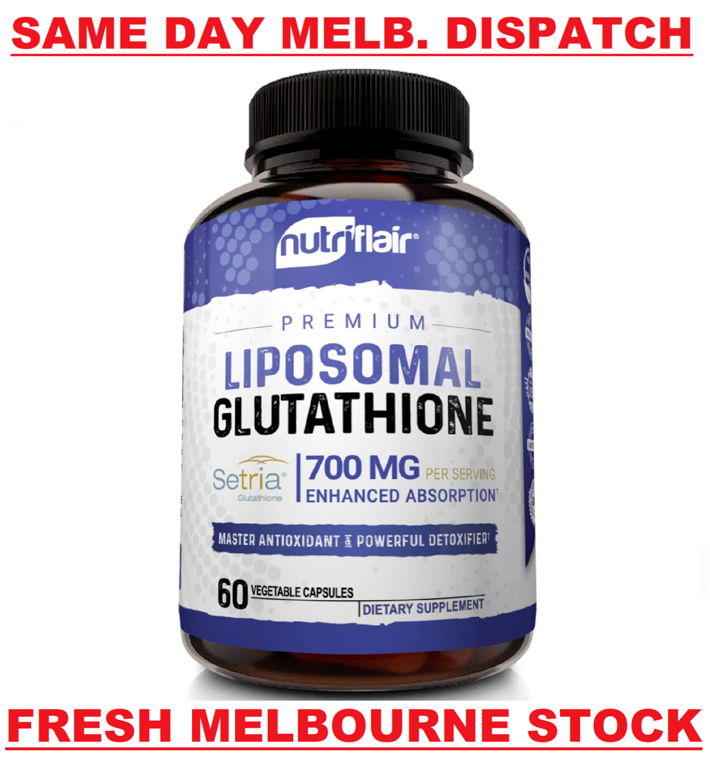 Liposomal Glutathione Setria 700mg 60 Caps NutriFlair DOUBLE STRENGTH ...