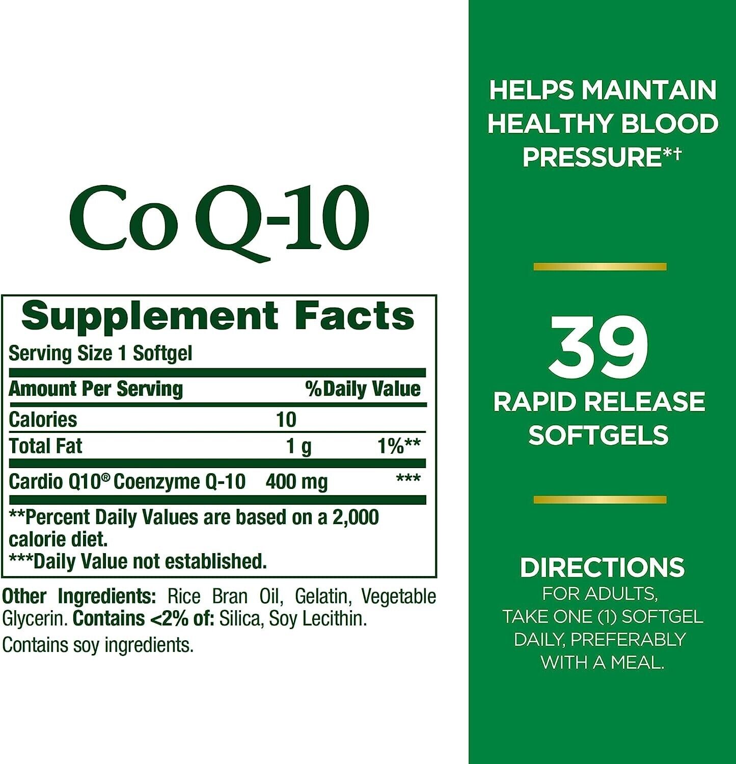NATURE'S BOUNTY CoQ10 400mg Support Heart Health & Blood Pressure - 39 Soft Gels