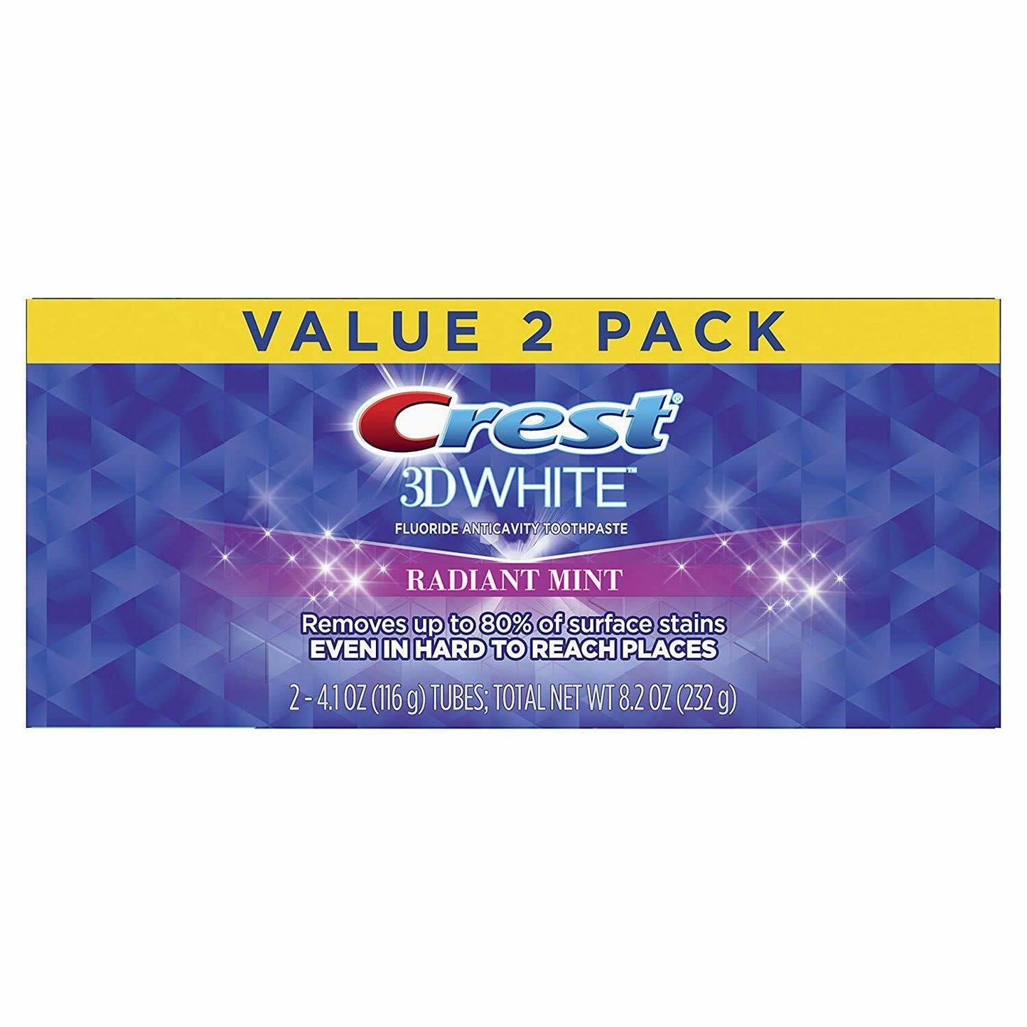 Crest 2 x 116g Pack 3D White Luxe Radiant Mint Teeth Whitening Toothpaste NEW