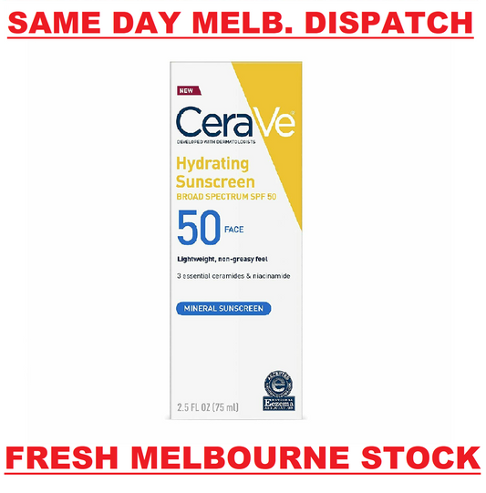 CeraVe Hydrating Mineral Face Sunscreen SPF50 Lightweight Lotion 75mL BRAND NEW
