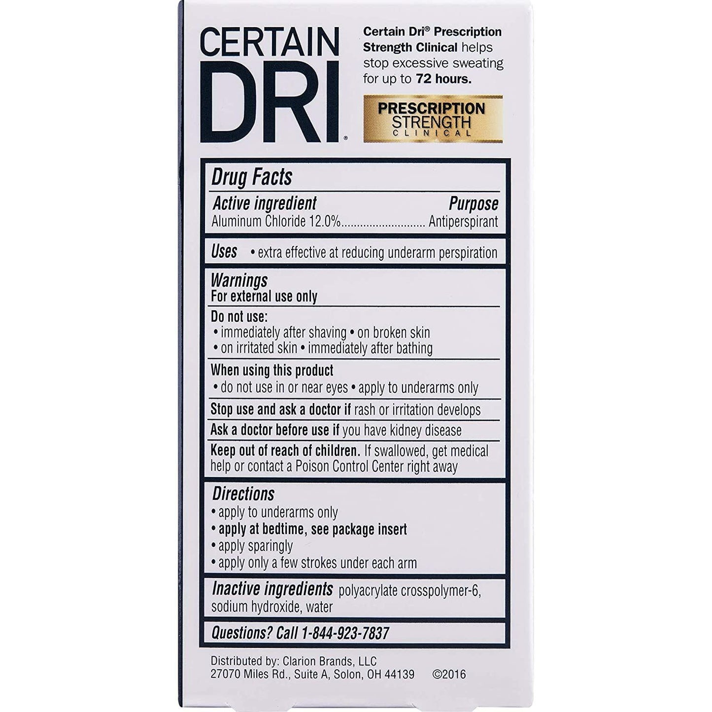 Certain Dri Prescription Strength Clinical Antiperspirant - 72 HR - Brand New