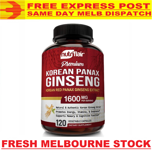 NUTRIFLAIR KOREAN RED PANAX GINSENG EXTRACT 1600mg Memory Anti Aging 120 Caps