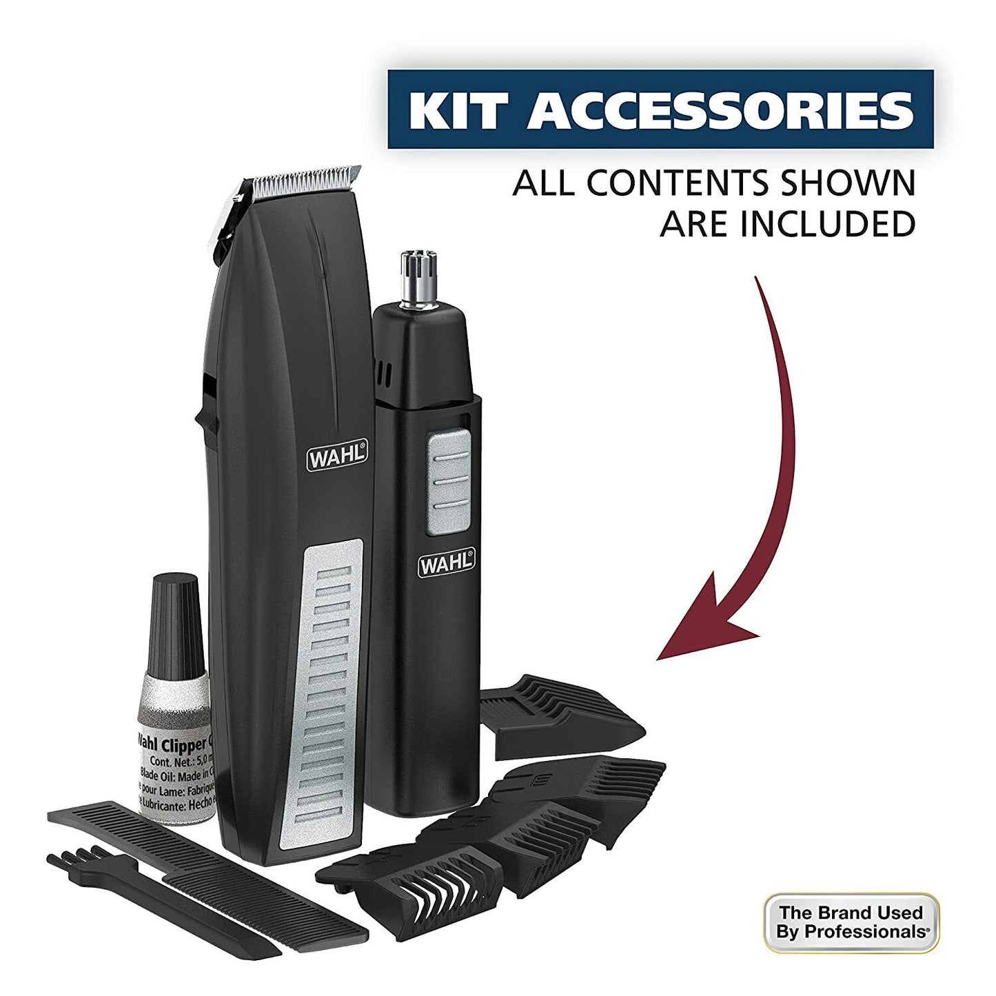 WAHL Beard Battery Shaver + Bonus Nose Ear Trimmer - Cordless Hair Grooming Kit