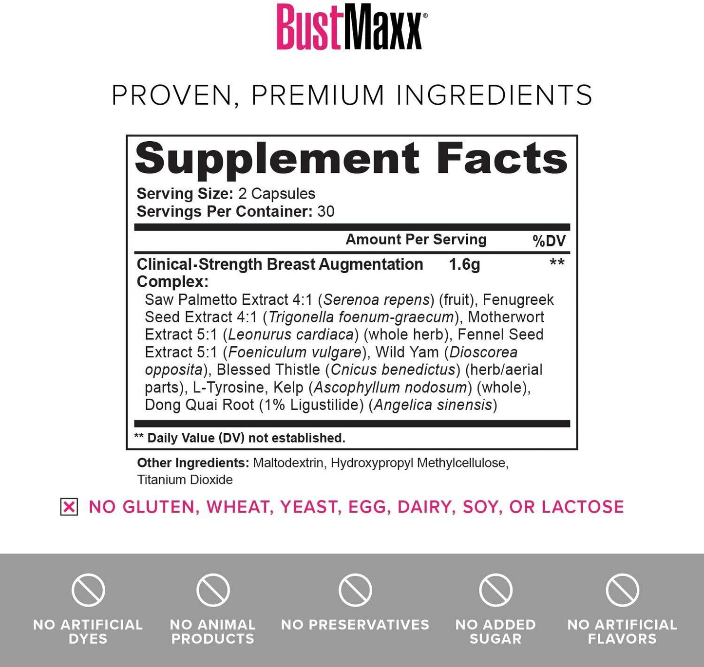 BUSTMAXX BREAST ENLARGEMENT PILLS Natural Supplement 60 Caps - FREE EXPRESS POST