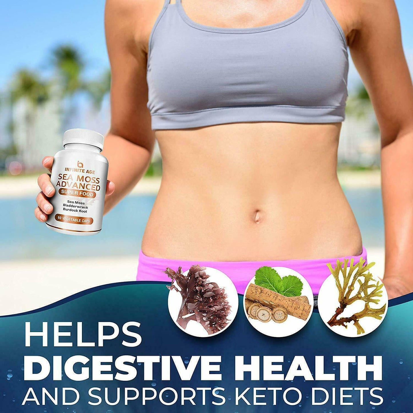 INFINITE AGE IRISH SEA MOSS 1250mg 60 Caps PREMIUM Keto Detox Gut - FREE EXPRESS