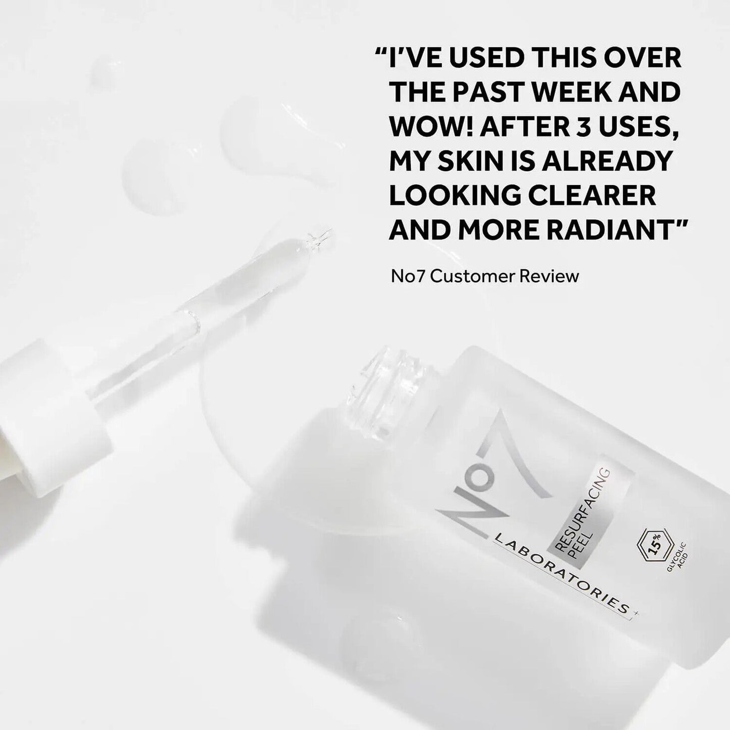 No7 Laboratories RESURFACING PEEL 15% Glycolic Acid SMOOTHER BRIGHTER SKIN 30mL