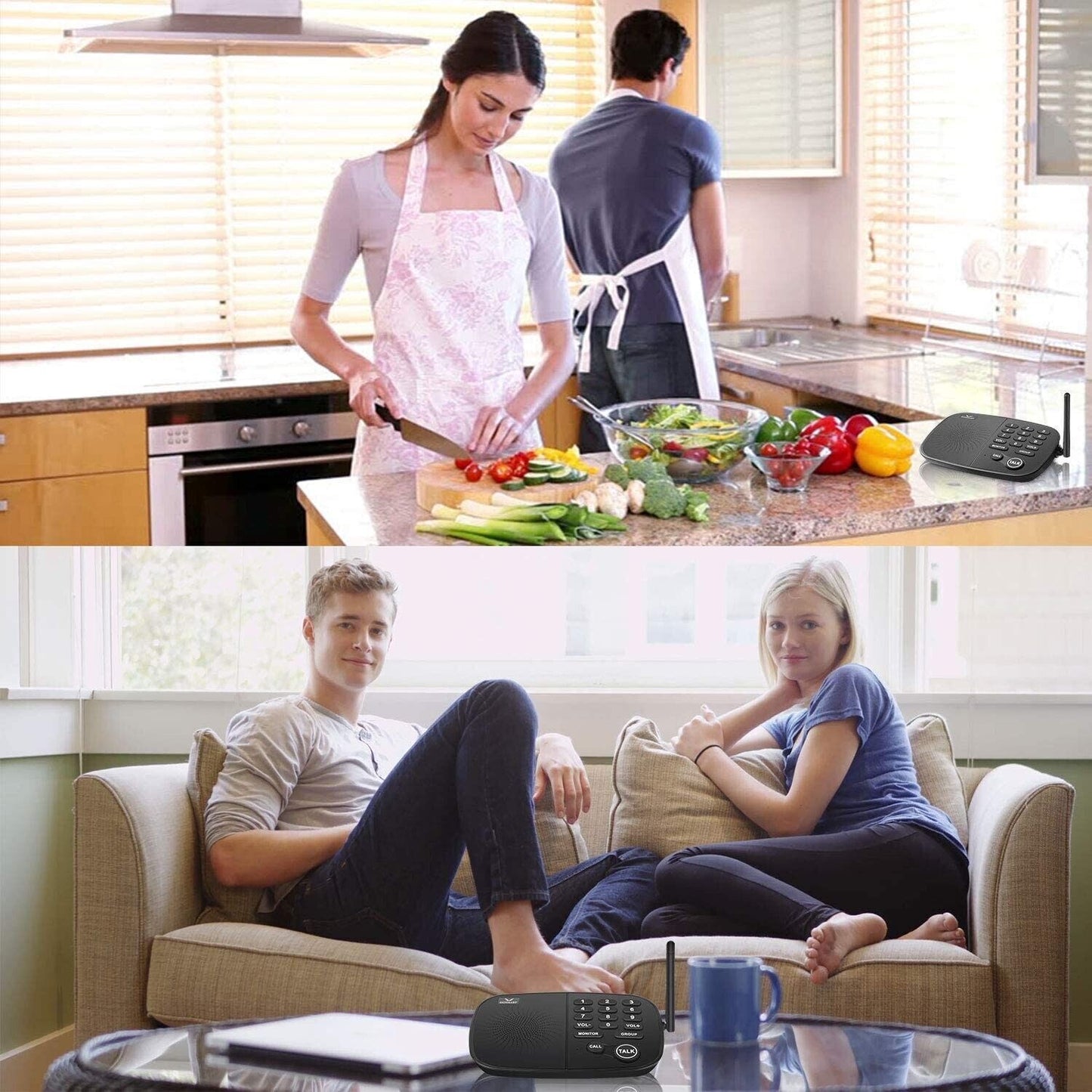 Hosmart Wireless Intercom System 1/2 Mile Long Range 10-Channel 4 Station