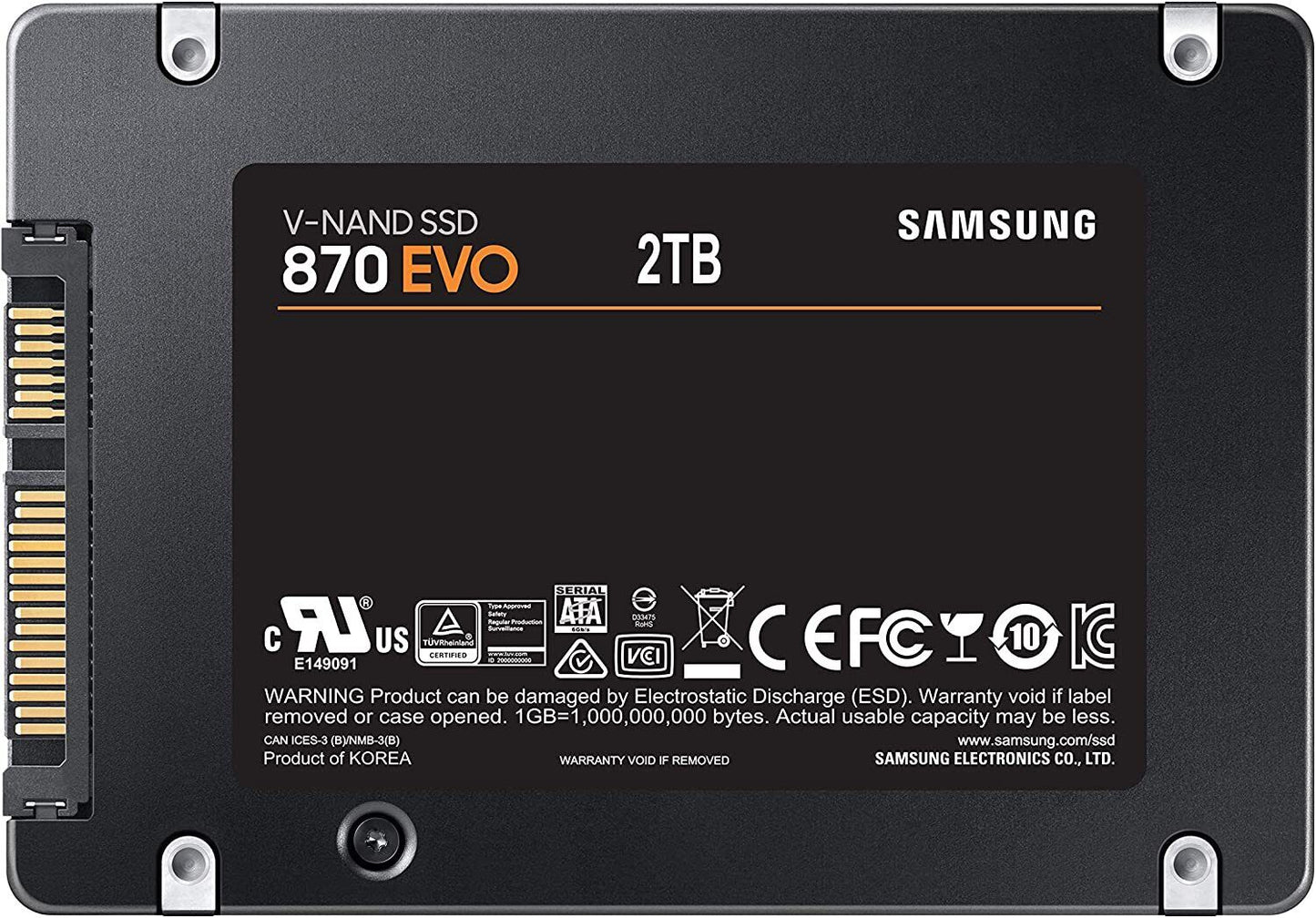 SAMSUNG SSD 870 EVO 2TB Solid State Drive Internal SATA 2.5" MZ-77E2T0BW