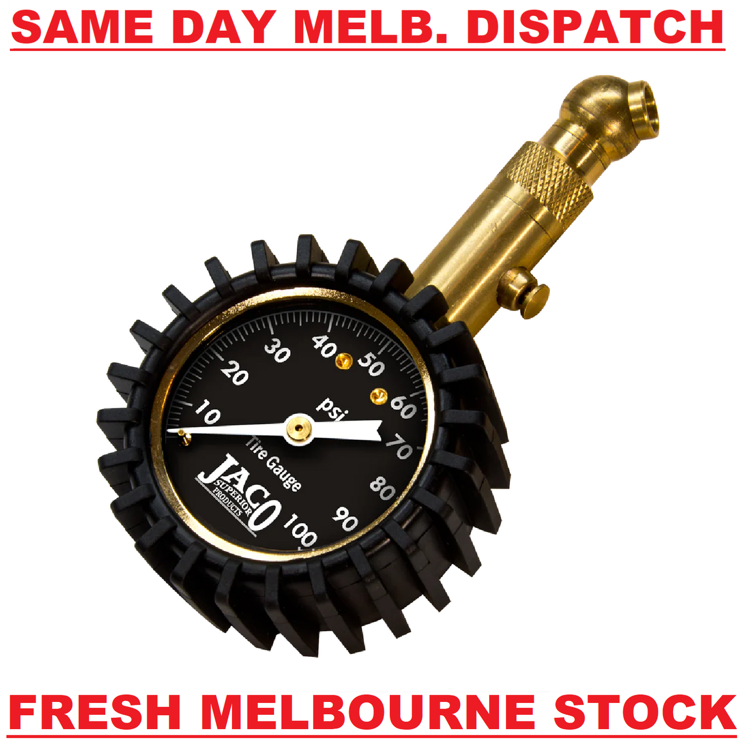 JACO Elite Tire Pressure Gauge - 100 PSI Heavy Duty Tyre - BRAND NEW MELB STOCK