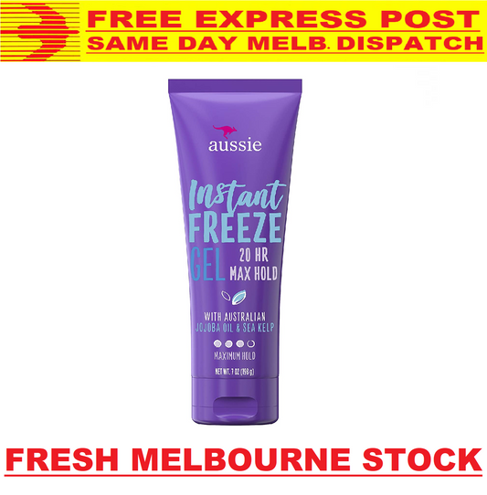 Aussie Instant Freeze Hair Gel 20 Hour Maximum Hold 198g - FREE EXPRESS POST NEW