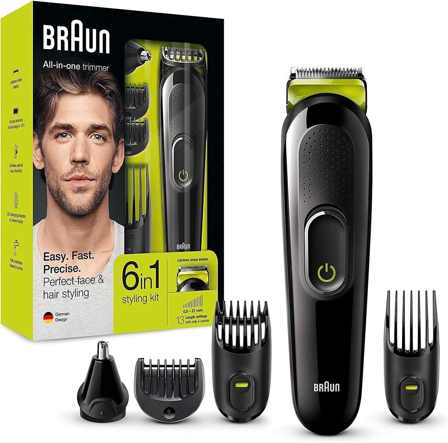 Braun 6 in 1 - All in One Trimmer 3 MGK3220 - Beard Ear Face Nose Shaver Clipper