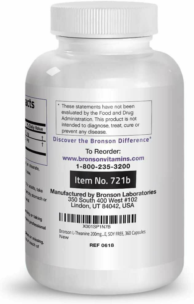 L-Theanine 200mg 360 Caps Bronson DOUBLE STRENGTH PREMIUM QUALITY Sleep Aid!