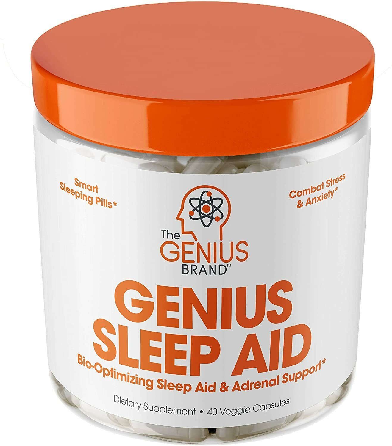 GENIUS SLEEP AID Natural Sleeping Pills & Adrenal Support 40 Caps - FREE EXPRESS